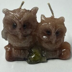 Vintage Miniature Sculpted Owls Candle